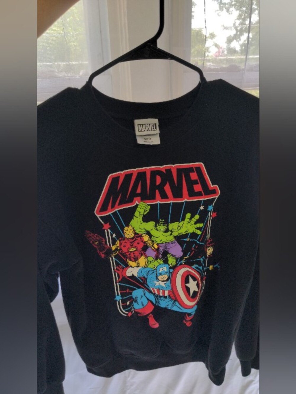 Marvel Womens Black Sweatshirt with Multicolor Avengers Graphic